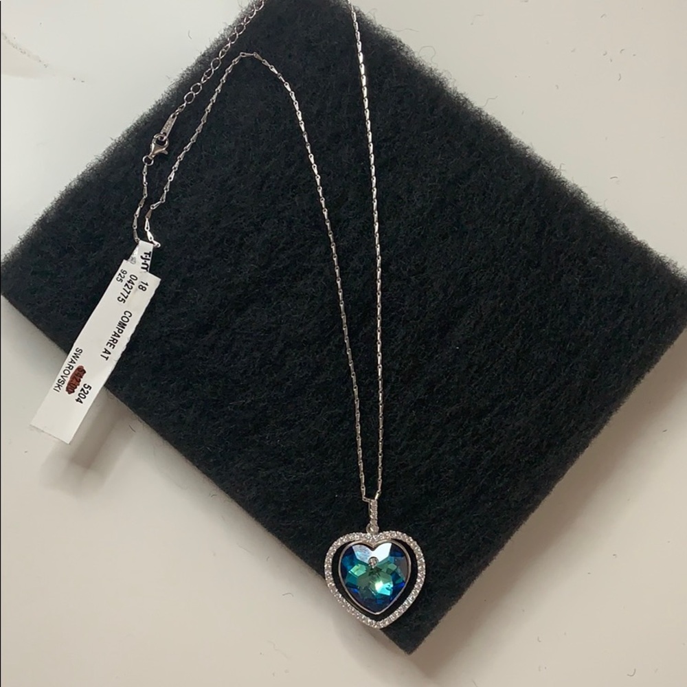 Swarovski Crystal Blue Sterling Silver Heart
